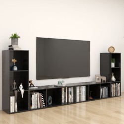vidaXL Mobili Porta TV 4 pz Nero Lucido 107x35x37 cm in Truciolato