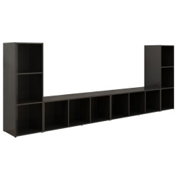 vidaXL Mobili Porta TV 4 pz Nero Lucido 107x35x37 cm in Truciolato