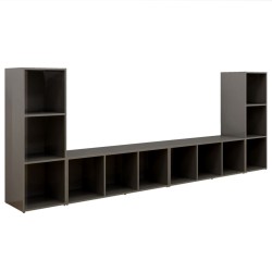 vidaXL Mobili Porta TV 4 pz Grigio Lucido 107x35x37 cm in Truciolato