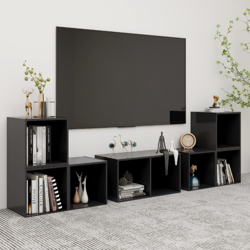 vidaXL Set Mobili TV 6 pz Grigio in Truciolato vidaXL Set Mobili TV 6 pz Grigio in Truciolato
