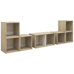 vidaXL Set Mobili TV 6 pz Bianco e Rovere Sonoma in Truciolato