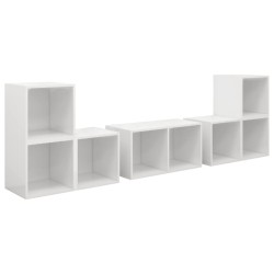 vidaXL Set Mobili TV 6 pz Bianco Lucido in Truciolato