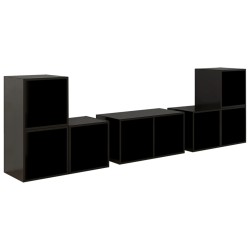 vidaXL Set Mobili TV 6 pz Nero Lucido in Truciolato