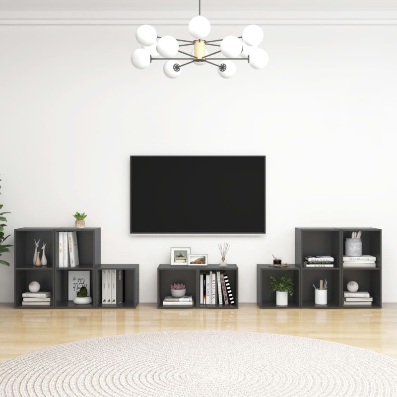 vidaXL Set Mobili TV 8 pz Grigio in Truciolato vidaXL Set Mobili TV 8 pz Grigio in Truciolato