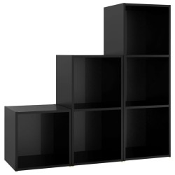 vidaXL Set Mobili TV 3 pz Nero Lucido in Truciolato