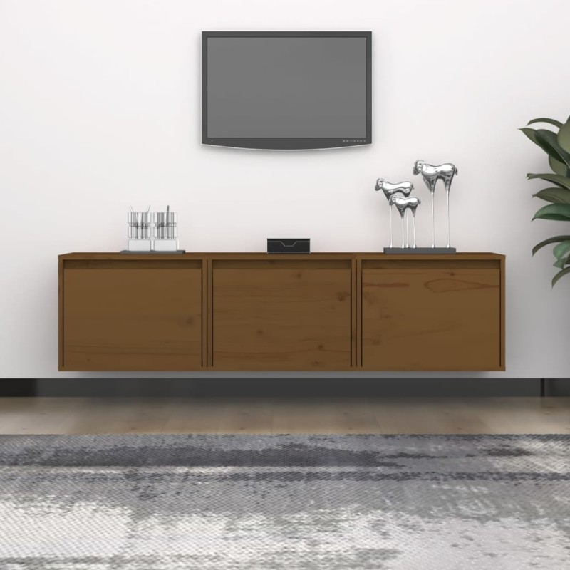 vidaXL Mobili Porta TV 3 pz Miele in Legno Massello di Pino vidaXL Mobili Porta TV 3 pz Miele in Legno Massello di Pino