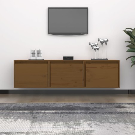 vidaXL Mobili Porta TV 3 pz Miele in Legno Massello di Pino