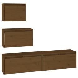 vidaXL Mobili Porta TV 4 pz Miele in Legno Massello di Pino