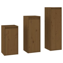 vidaXL Mobili Porta TV 3 pz Miele in Legno Massello di Pino