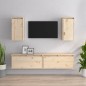 vidaXL Mobili Porta TV 4 pz in Legno Massello di Pino vidaXL Mobili Porta TV 4 pz in Legno Massello di Pino