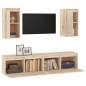 vidaXL Mobili Porta TV 4 pz in Legno Massello di Pino vidaXL Mobili Porta TV 4 pz in Legno Massello di Pino