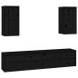 vidaXL Mobili Porta TV 4 pz Neri in Legno Massello di Pino vidaXL Mobili Porta TV 4 pz Neri in Legno Massello di Pino