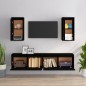 vidaXL Mobili Porta TV 4 pz Neri in Legno Massello di Pino vidaXL Mobili Porta TV 4 pz Neri in Legno Massello di Pino
