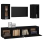 vidaXL Mobili Porta TV 4 pz Neri in Legno Massello di Pino vidaXL Mobili Porta TV 4 pz Neri in Legno Massello di Pino