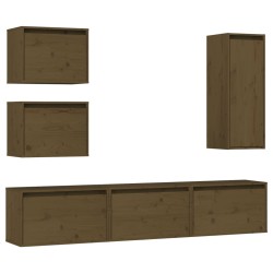 vidaXL Mobili Porta TV 6 pz Miele in Legno Massello di Pino