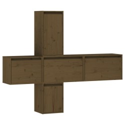 vidaXL Mobili Porta TV 5 pz Miele in Legno Massello di Pino