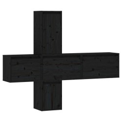 vidaXL Mobili Porta TV 5 pz Neri in Legno Massello di Pino
