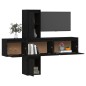 vidaXL Mobili Porta TV 5 pz Neri in Legno Massello di Pino vidaXL Mobili Porta TV 5 pz Neri in Legno Massello di Pino