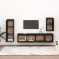 vidaXL Mobili Porta TV 4 pz Neri in Legno Massello di Pino