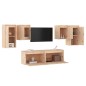 vidaXL Mobili Porta TV 6 pz in Legno Massello di Pino vidaXL Mobili Porta TV 6 pz in Legno Massello di Pino