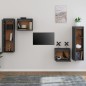 vidaXL Mobili Porta TV 4 pz Grigi in Legno Massello di Pino