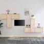vidaXL Mobili Porta TV 6 pz in Legno Massello di Pino vidaXL Mobili Porta TV 6 pz in Legno Massello di Pino