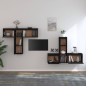 vidaXL Mobili Porta TV 6 pz Neri in Legno Massello di Pino vidaXL Mobili Porta TV 6 pz Neri in Legno Massello di Pino
