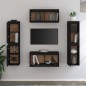 vidaXL Mobili Porta TV 6 pz Neri in Legno Massello di Pino vidaXL Mobili Porta TV 6 pz Neri in Legno Massello di Pino