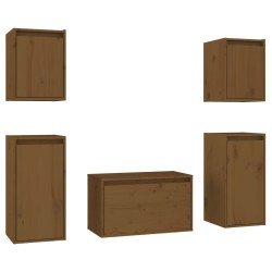 vidaXL Mobili Porta TV 5 pz Miele in Legno Massello di Pino
