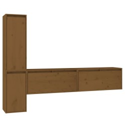 vidaXL Mobili Porta TV 4 pz Miele in Legno Massello di Pino