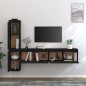 vidaXL Mobili Porta TV 4 pz Neri in Legno Massello di Pino vidaXL Mobili Porta TV 4 pz Neri in Legno Massello di Pino