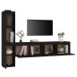vidaXL Mobili Porta TV 4 pz Neri in Legno Massello di Pino vidaXL Mobili Porta TV 4 pz Neri in Legno Massello di Pino