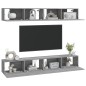 vidaXL Mobili Porta TV a Parete 4 pz Grigio Sonoma 100x30x30 cm