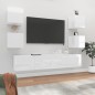 vidaXL Set di Mobili Porta TV 6 pz Bianco Lucido in Legno Multistrato vidaXL Set di Mobili Porta TV 6 pz Bianco Lucido in Legno Multistrato