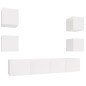 vidaXL Set di Mobili Porta TV 6 pz Bianco Lucido in Legno Multistrato vidaXL Set di Mobili Porta TV 6 pz Bianco Lucido in Legno Multistrato