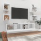 vidaXL Set di Mobili Porta TV 6 pz Bianco Lucido in Legno Multistrato vidaXL Set di Mobili Porta TV 6 pz Bianco Lucido in Legno Multistrato