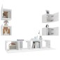 vidaXL Set di Mobili Porta TV 6 pz Bianco Lucido in Legno Multistrato vidaXL Set di Mobili Porta TV 6 pz Bianco Lucido in Legno Multistrato