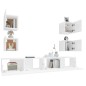 vidaXL Set di Mobili Porta TV 6 pz Bianco Lucido in Legno Multistrato vidaXL Set di Mobili Porta TV 6 pz Bianco Lucido in Legno Multistrato