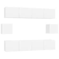 vidaXL Set di Mobili Porta TV 6 pz Bianco Lucido in Legno Multistrato