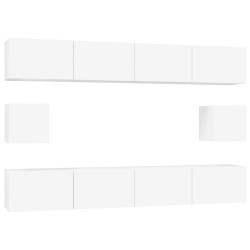 vidaXL Set di Mobili Porta TV 6 pz Bianco Lucido in Legno Multistrato