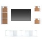 vidaXL Set di Mobili Porta TV 5 pz Bianco Lucido in Legno Multistrato vidaXL Set di Mobili Porta TV 5 pz Bianco Lucido in Legno Multistrato