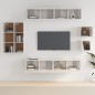 vidaXL Set Mobili Porta TV 8pz Bianco Lucido in Legno Multistrato vidaXL Set Mobili Porta TV 8pz Bianco Lucido in Legno Multistrato