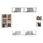 vidaXL Set Mobili Porta TV 8pz Bianco Lucido in Legno Multistrato vidaXL Set Mobili Porta TV 8pz Bianco Lucido in Legno Multistrato