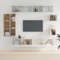 vidaXL Set Mobili Porta TV 8pz Bianco Lucido in Legno Multistrato vidaXL Set Mobili Porta TV 8pz Bianco Lucido in Legno Multistrato