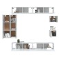 vidaXL Set Mobili Porta TV 8pz Bianco Lucido in Legno Multistrato vidaXL Set Mobili Porta TV 8pz Bianco Lucido in Legno Multistrato