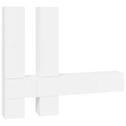 vidaXL Mobile Porta TV a Parete Bianco Lucido in Legno Multistrato