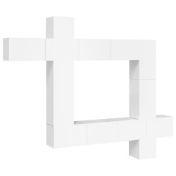 vidaXL Set Mobili Porta TV 9 pz Bianco Lucido in Legno Multistrato