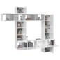 vidaXL Set Mobili Porta TV 9 pz Bianco Lucido in Legno Multistrato vidaXL Set Mobili Porta TV 9 pz Bianco Lucido in Legno Multistrato