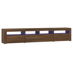 vidaXL Mobile Porta TV con Luci LED Rovere Marrone 210x35x40 cm