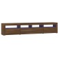 vidaXL Mobile Porta TV con Luci LED Rovere Marrone 210x35x40 cm